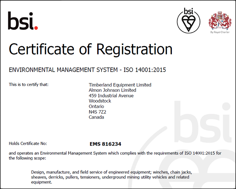 14001:2015 Environmental Management System certification